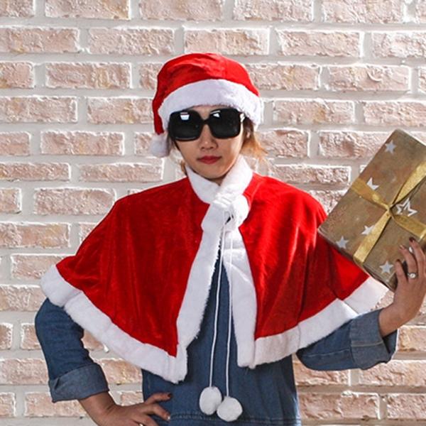 크리스마스 산타 망토 모자 세트