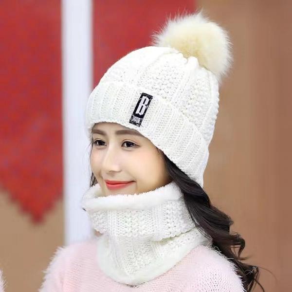 따스요 털기모 넥워머 털모자 방울 겨울모자(화이트)