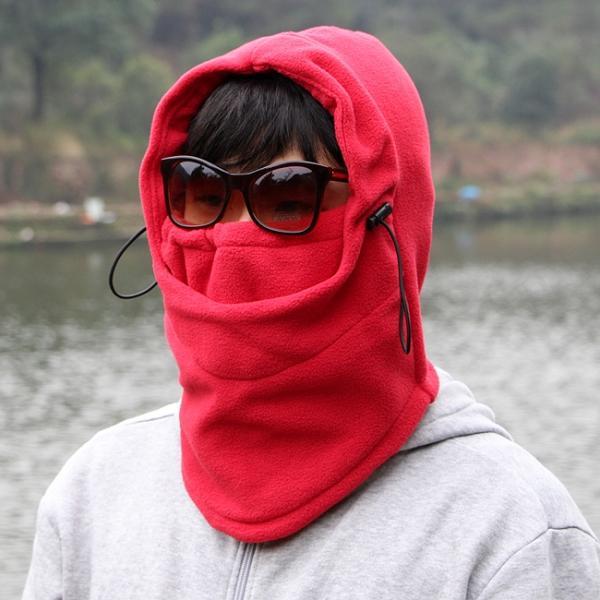 스포츠 남성 겨울 넥워머 일체 후드 모자 (레드)