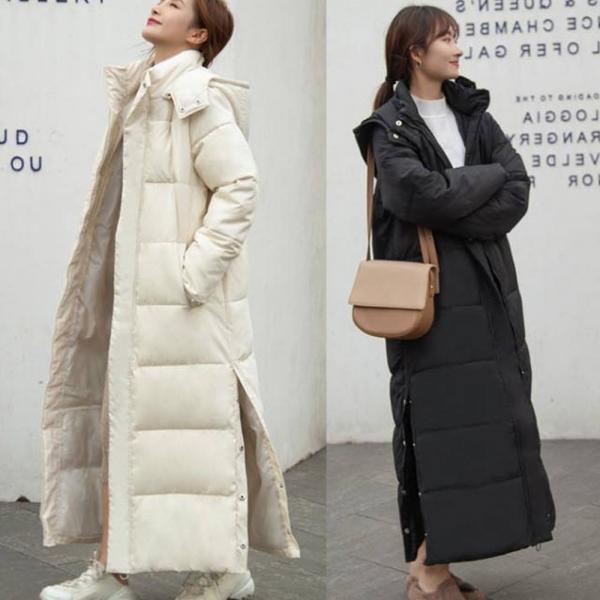 블랙 롱패딩 아이보리 아우터 다운 점퍼 겨울 롱재킷