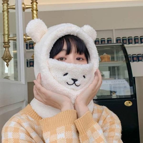 큐티 러블리 포인트 곰돌이 겨울 모자