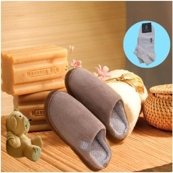 남성 브라운 털실내화 겨울털슬리퍼 거실화 소음방지