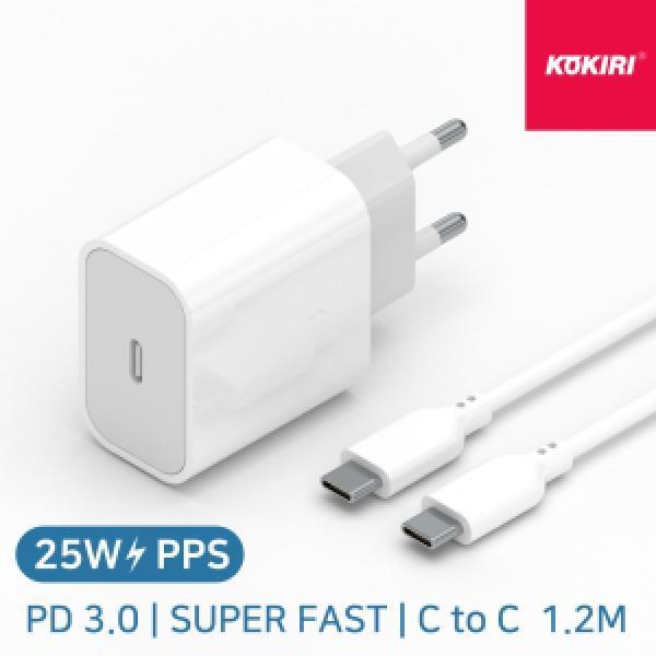 [코끼리]가정용 GAN PPS PD25W C타입 1포트 초고속충전기(CtoC 1.2m 케이블 포함)
