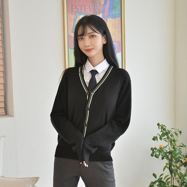 교복몰 블랙 라인 가디건(남여공용) 교복 교복가디건