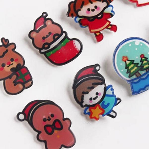126A] 300 크리스마스 미니 캐릭터 뱃지 (24개세트)