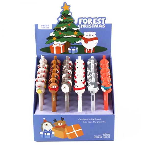 136B] 2000 크리스마스 동글 애니멀 볼펜 (36개세트)