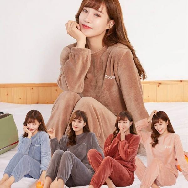 겨울 여성 극세사 잠옷 홈웨어 부드러운 상하셋트