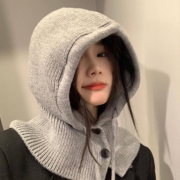 니트 후드 넥워머 바라클라바 170g 겨울 비니 페이크 모자 워머 레이어드 방한