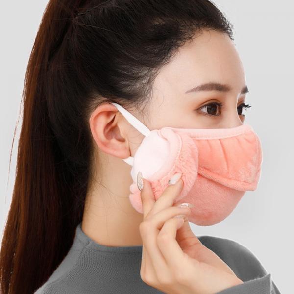 겨울 보온 방한 안감 털 오픈 마스크 귀마개 패션