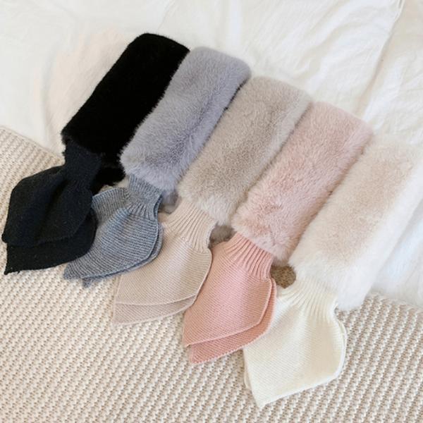 겨울 쁘띠 니트 두꺼운 퍼 밍크 여성 머플러 목도리 워머  1+1