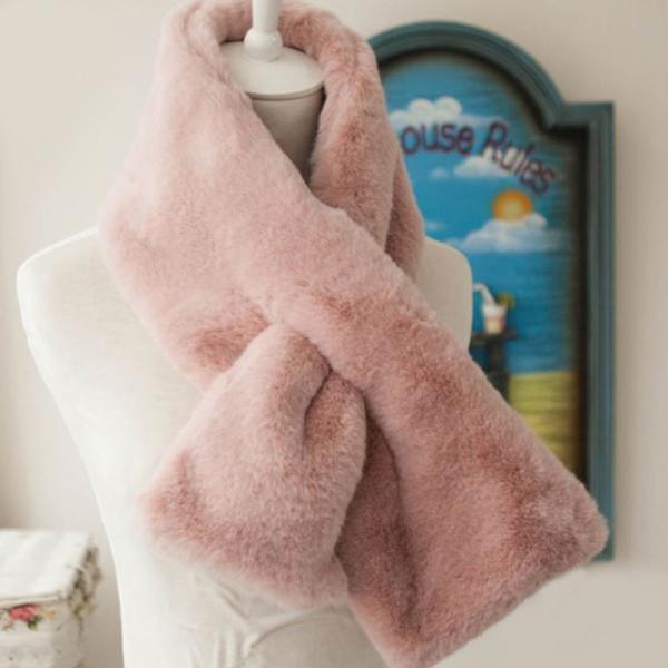 겨울 보온 쁘띠 에코 페이크 퍼 목도리 머플러 여자 선물