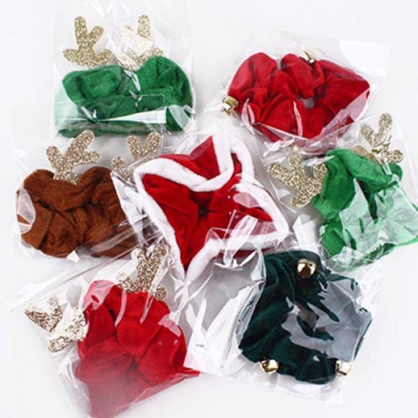 135A] 1500 크리스마스 패브릭 곱창 머리끈 (12개세트)