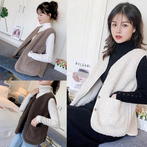 여성경량양털조끼 양털조끼 뽀글이 보온 겨울 방한