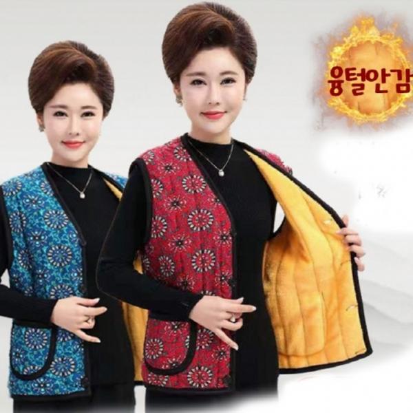 어머님융기모조끼 김장조끼 레트로 겨울 조끼 융털