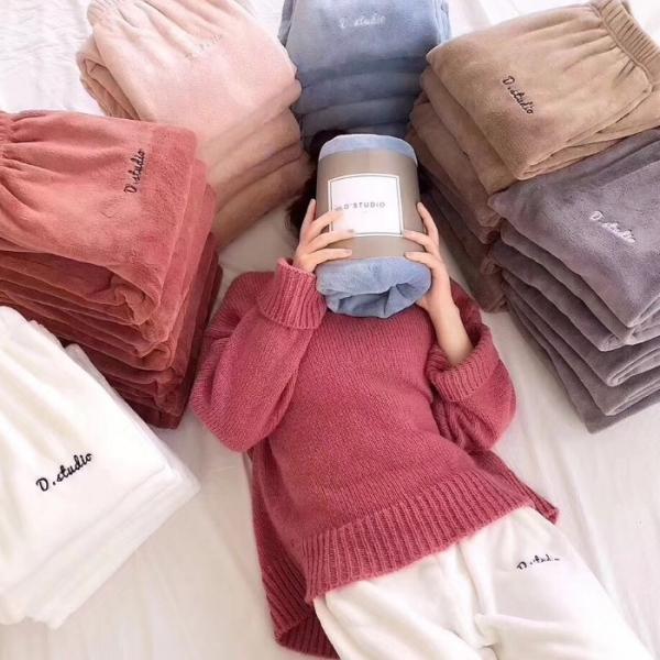 D여성수면바지 수면 바지 남성 여성 겨울 보온 홈웨어