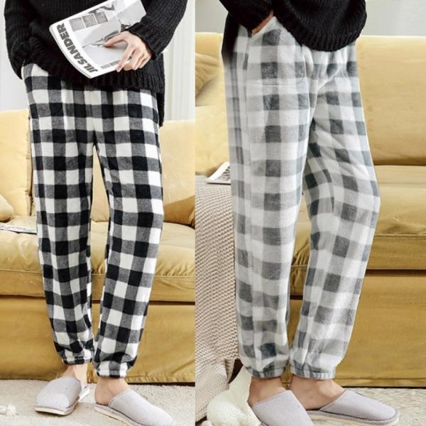 커플체크수면바지 수면바지 겨울잠옷 보온 남녀 잠옷