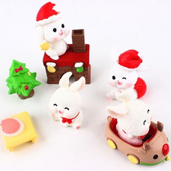 136B]  크리스마스 토끼 산타 피규어 (10P) 1개