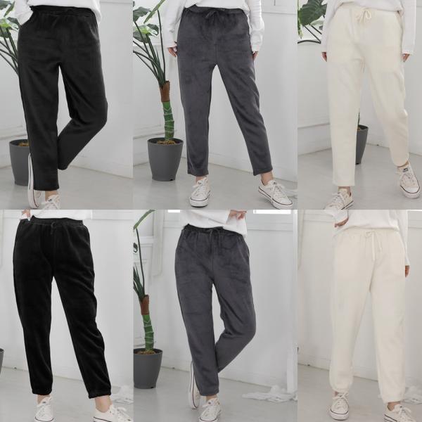 여성 골덴 포켓 기모 조거 팬츠 바지 겨울 무지 벨벳 부드러운원단 스판 여자 밴딩 배기 일자핏