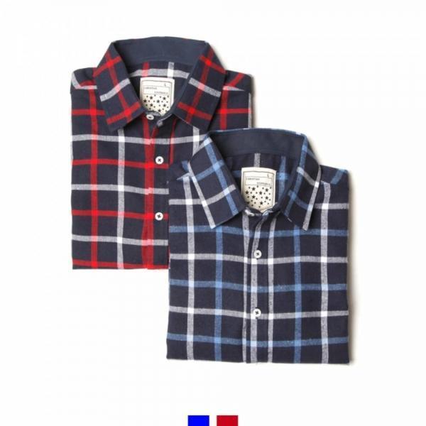 빅사이즈 사각체크 기모남방