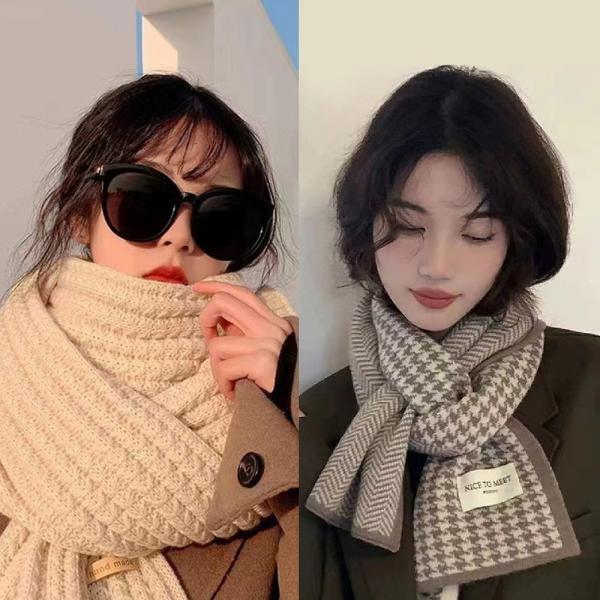 겨울 컬러 무지 체크 니트 울 베이직 머플러 남자 여자 목도리
