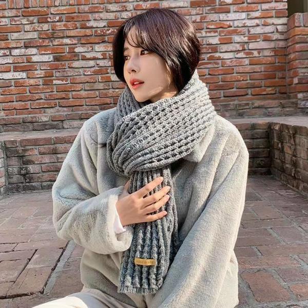 겨울 컬러풀 단색 무지 울 니트 따뜻한 커플 머플러 목도리
