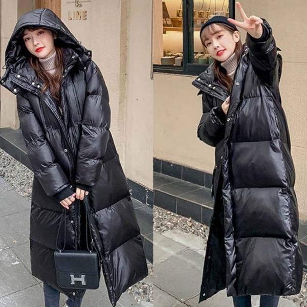 발목까지 롱롱패딩 후드 블랙 겨울 점퍼