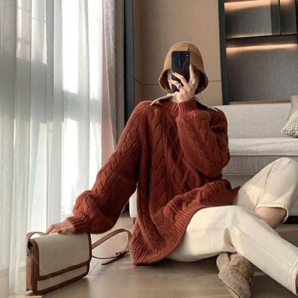 가을겨울 패션니트 여성 라운드넥 간절기 상의