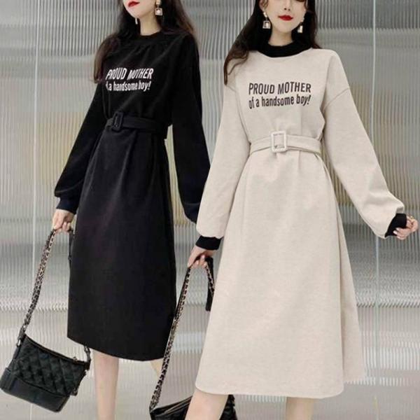 여성 허리벨트 증정 원피스 긴팔 가을 겨울 하객 돌잔치룩