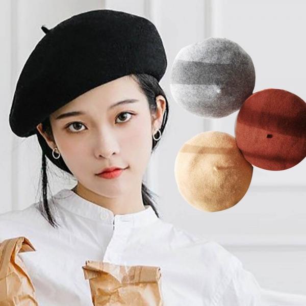 여자 베레모 빵모자 무지 컬러 울 따뜻한 화가모자 가을 겨울
