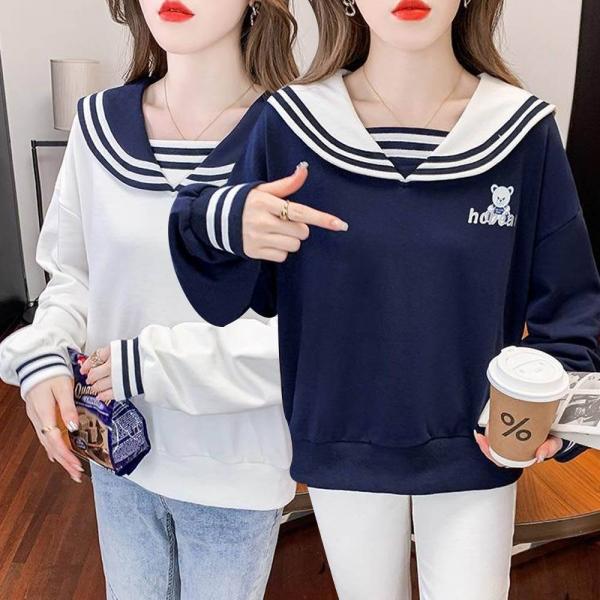 줄무늬 카라티 가을 겨울 여성 티셔츠 스트라이프 포인트 카라티