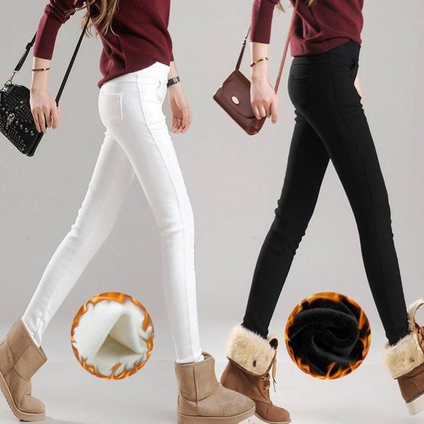 슬림 기모 밴딩 팬츠 겨울 여성 안감 스티치 융털  일자핏