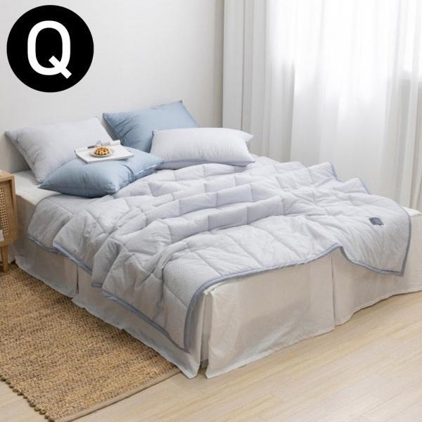 해피니 아이싱 스노우리플 여름 간절기 이불 패드세트 퀸 Q (이불 그레이) (베개솜 별매)