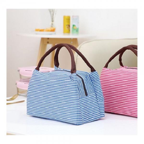 (가디언블루) 스트라이프 보온 보냉백 도시락가방