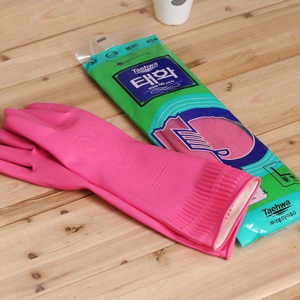 태화고무장갑(L 꽃밴)_핑크