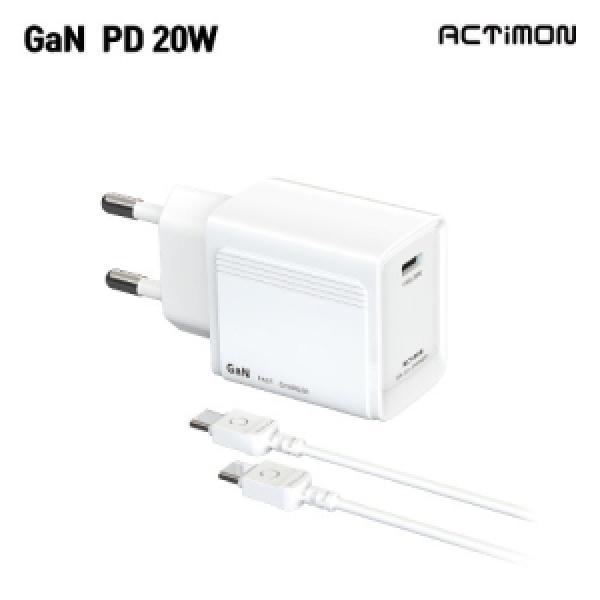 [엑티몬] 가정용 GAN PD20W 1포트 MON-PD20W-T1-CP (C to C 케이블 포함)