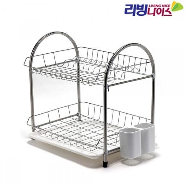 리빙나이스 스텐 식기건조대 2단 PP