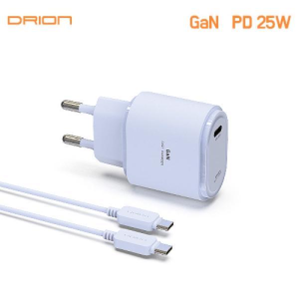 [드리온] 가정용 GAN PD25W 충전기 C타입 1포트 DR-PD25W-T1-CP(C to C케이블 포함)