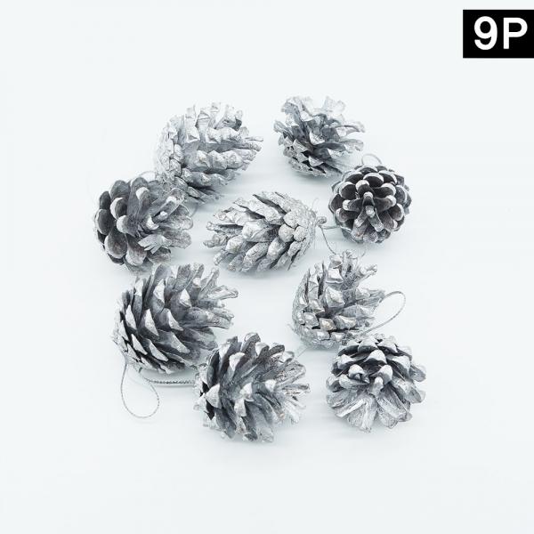 크리스마스트리 솔방울장식 실버 소형9개입