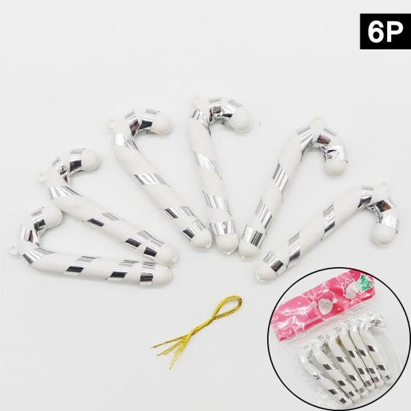 크리스마스트리 지팡이장식 은색6개입