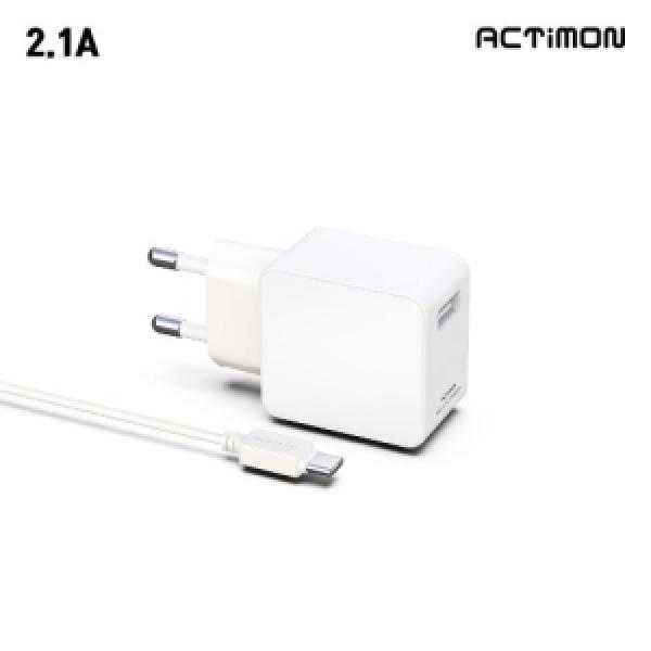 [엑티몬]가정용 충전기 2.1A USB1포트 MON-211-T1-CP(C케이블 포함)