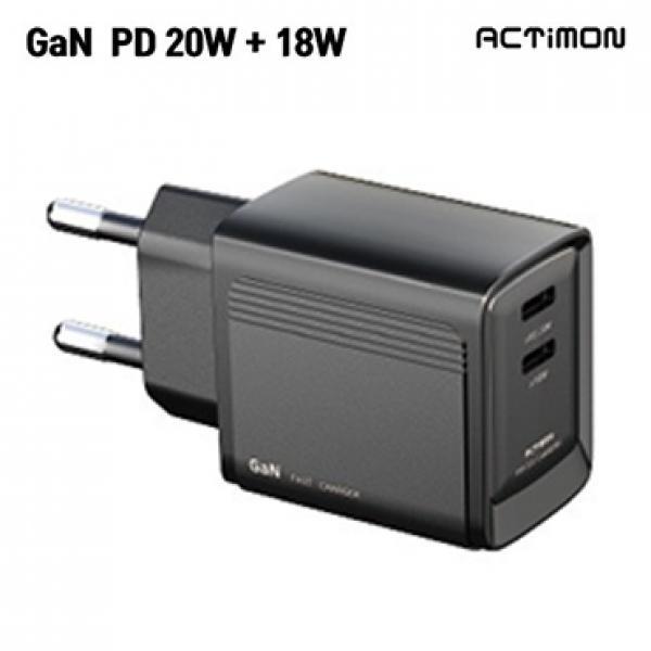 엑티몬 GaN PD 20W PPS 2포트 고속 가정용충전기 [5V/3A/9V/2.22A/12V/1.67A] 분리형/케이블 미포함