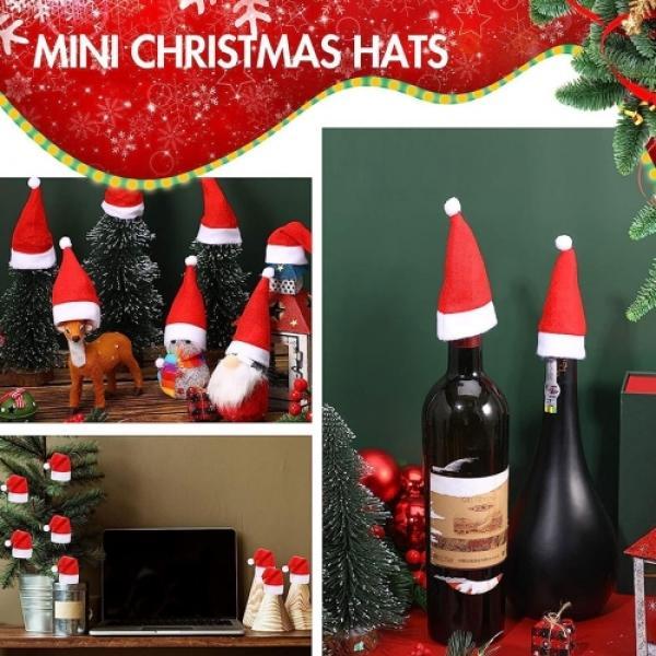 크리스마스 데코 장식 미니 산타모자 20개 와인병 사탕 성탄절 선물 장식