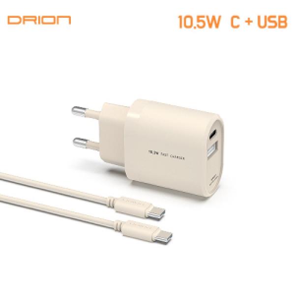 [드리온] 가정용 충전기10.5W C+USB 2포트(CtoC 1.2M 케이블 포함) DR-10.5W-CU-T1-CP