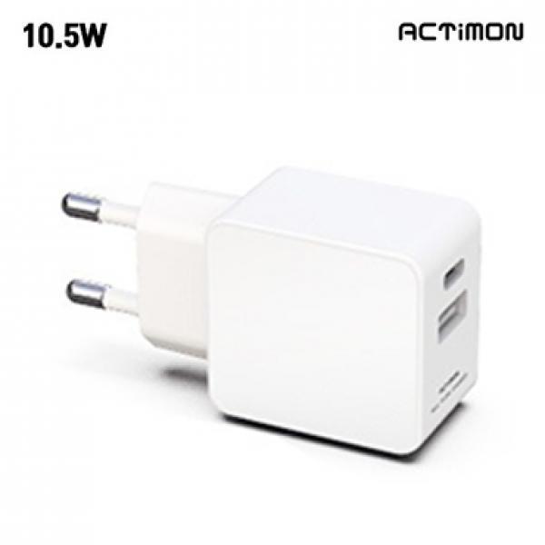 엑티몬 10.5W 2포트 가정용충전기 [5V/2.1A] 분리형/케이블 미포함