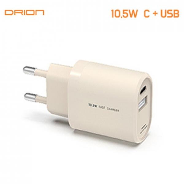 드리온 10.5W 2포트 가정용충전기 [5V/2.1A] 분리형/케이블 미포함