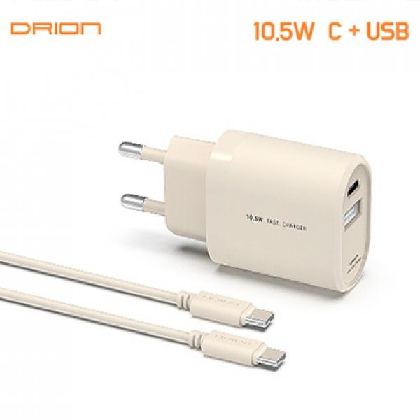 드리온 10.5W 2포트 가정용충전기 [5V/2.1A] 분리형/CTOC케이블 포함