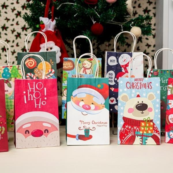 크리스마스 종이 손잡이 쇼핑백 10종 세트