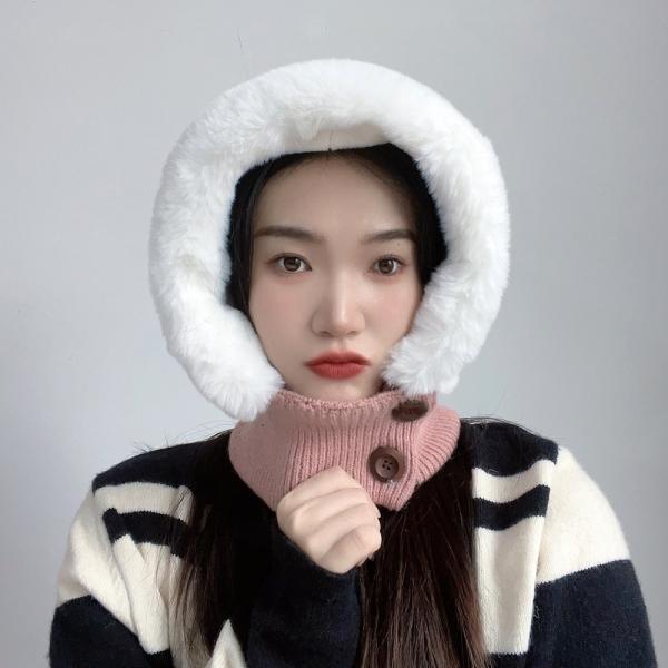 더블단추 니트 후드 넥워머 바라클라바 겨울넥워머