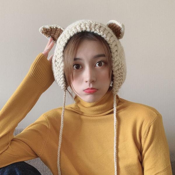 큐티 니트 귀도리 여성 겨울 방울귀도리