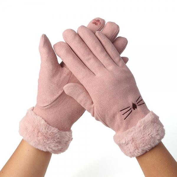 하트 냥이 터치 장갑 귀여운 여성 겨울 보온장갑 핑크